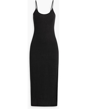 Onia Linen-blend Jersey Maxi Slip Dress - Black