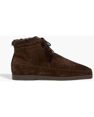 TOTEME Lace-Up Shearling Ankle Boots - Brown