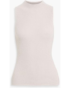 Vince Metallic Knitted Turtleneck Top - Grey