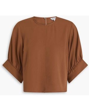 Veronica Beard Margaret Crepe Top - Brown