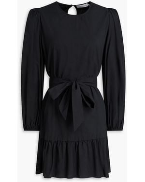 Heidi Klein Belted Cotton-blend Poplin Mini Dress - Black