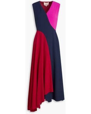 ROKSANDA Asymmetric Color-Block Crepe Maxi Dress - Red