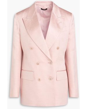 Tom Ford Double-Breasted Metallic Wool-Blend Blazer - Pink