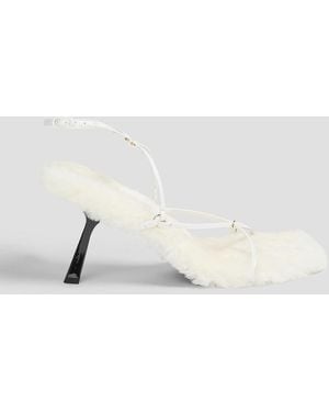 STUDIO AMELIA Sissone 80 Shearling-Lined Leather Sandals - White