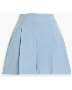 Veronica Beard Elbe Pleated Woven Shorts - Blue