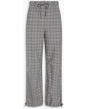 Ganni Prince Of Wales Checked Crepe Tapered Trousers - Grey