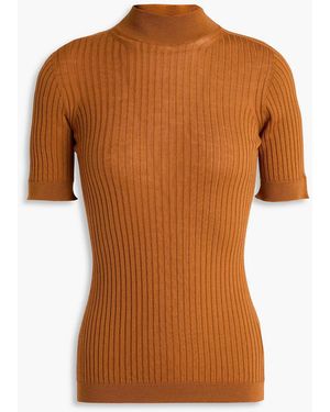 Versace Rollkragenoberteil aus gerippter wolle - Braun