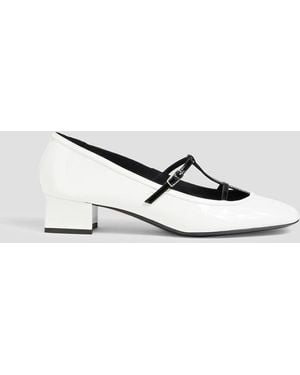 KHAITE Fawn Two-Tone Patent-Leather Pumps - White