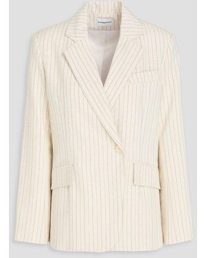 Claudie Pierlot Double-breasted Pinstriped Woven Blazer - Natural