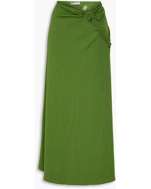 Christopher Esber Cutout Embellished Ribbed Jersey Maxi Skirt - Green