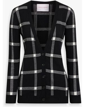 Carolina Herrera Checked Wool-Blend Cardigan - Black