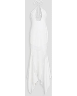 The Attico Open-back Satin Halterneck Maxi Dress - White