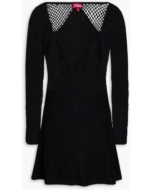STAUD Jocelyn Crochet-Knit Mini Dress - Black