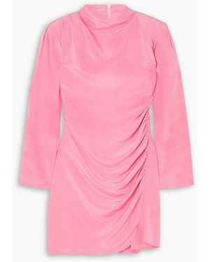 Envelope Jet Ruched Silk Crepe De Chine Mini Dress - Pink