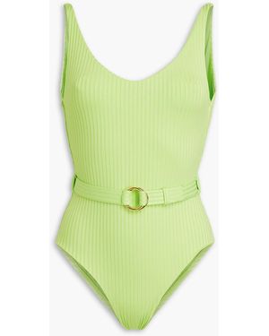 Melissa Odabash St. Tropez Belted Ribbed Swimsuit - Green
