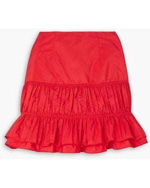 Molly Goddard Carol Tie Ruffled Taffeta Mini Skirt - Red