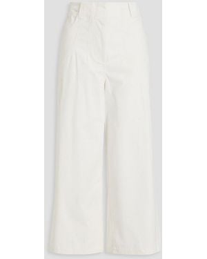 STAUD Luca Cropped Cotton-Blend Twill Wide-Leg Trousers - White
