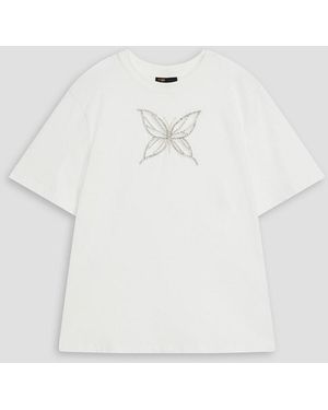 Maje Crystal-Embellished Cotton-Jersey T-Shirt - White