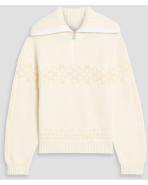 Bogner Elana Jacquard-Knit Wool-Blend Half-Zip Sweater - Natural