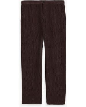 Missoni Tapered Crochet-Knit Cotton-Blend Drawstring Trousers - Brown