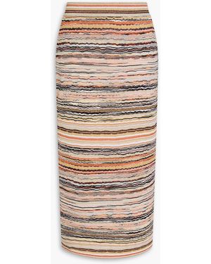 Missoni Metallic Crochet-Knit Pencil Skirt - Natural