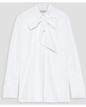 Alexandre Vauthier Pussy-Bow Cotton-Poplin Shirt - White