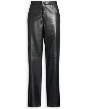 Arma Polly Leather Wide-leg Trousers - Black