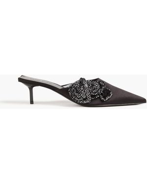 Magda Butrym Crystal-embellished Satin Mules - Black