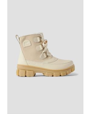Sorel Torino V Faux Shearling-Lined Leather-Trimmed Suede Boots - Natural