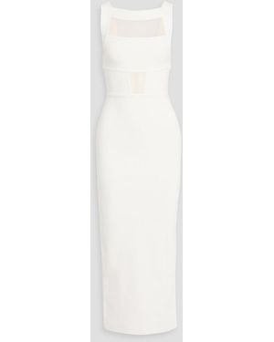 Hervé Léger Charlene Mesh-Trimmed Bandage Midi Dress - White