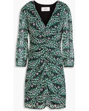 Ba&sh Ruched Crepon Mini Dress - Green