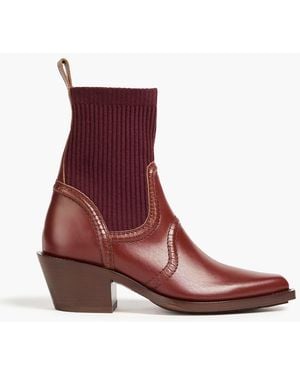 Chloé Nellie cowboy boots aus rippstrick und leder - Rot