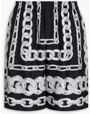 Versace Printed Silk-twill Shorts - Black