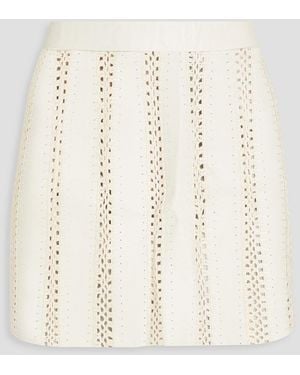 REMAIN Birger Christensen Leather-paneled Crochet Mini Skirt - Natural