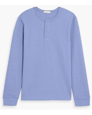 Onia Waffle-Knit Cotton-Blend Henley T-Shirt - Blue