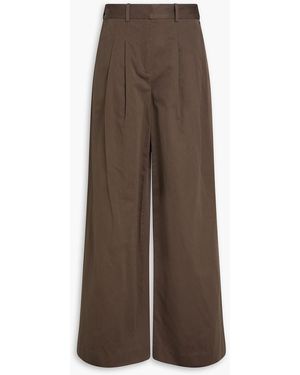 10 Crosby Derek Lam Juliana Cotton And Tm-blend Twill Wide-leg Trousers - Brown