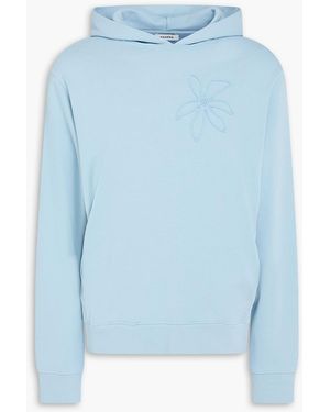 Sandro Floral-Appliquéd French Cotton-Terry Hoodie - Blue