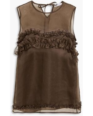 Cecilie Bahnsen Orietta Ruffled Organza Top - Brown