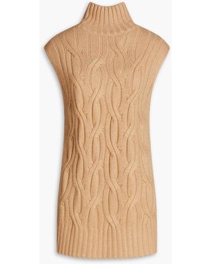Autumn Cashmere Cable-knit Turtleneck Vest - Natural