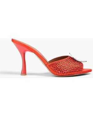 Malone Souliers Josia Crystal-Embellished Satin Mules - Red