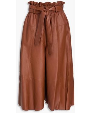 Zimmermann Ruffled Leather Culottes - Brown