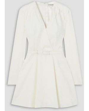 Alessandra Rich Belted Wool-crepe Mini Dress - White