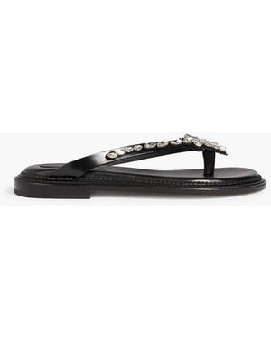 Simone Rocha Embellished Glossed-Leather Sandals - Black