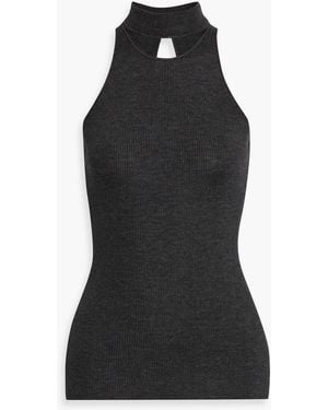 Safiyaa Chascara Cutout Ribbed Cashmere And Silk-Blend Top - Black