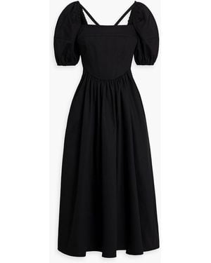Rosetta Getty Gerafftes midikleid aus baumwoll-twill - Schwarz