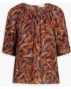 Ulla Johnson Suri Paisley-Print Wool-Blend Top - Brown