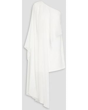 Halston Sabrina One-shoulder Draped Voile And Stretch-cady Mini Dress - White