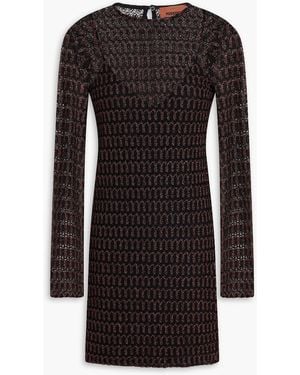 Missoni Metallic Crochet-Knit Mini Dress - Black