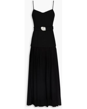 Nicholas Belted Crepe And Georgette Midi Dress - Black