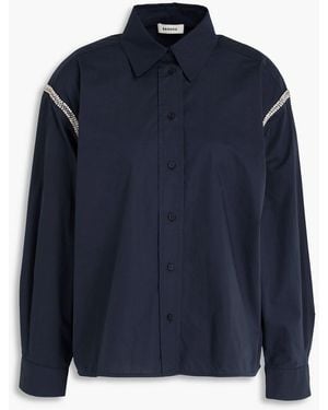 Sandro Crystal-embellished Cotton-poplin Shirt - Blue